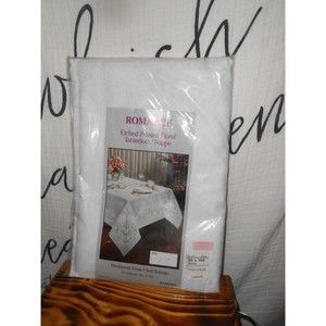 NOS Bardwil Fine Linens Romance Etched Printed Floral Tablecloth 65x104 Oblong